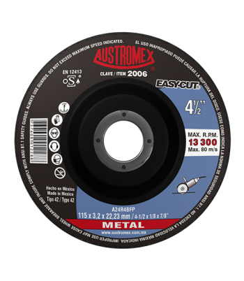 DISCO 2006 CUBO 4 1/2" x 1/8" 7/8" CORTE ACERO AL CARBONO (CAJA 25 PIEZAS)