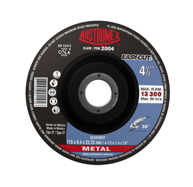 DISCO 2004 CUBO 4-1/2" x 1/4" x 7/8" DESBASTE METAL (CAJA 25 PIEZAS)
