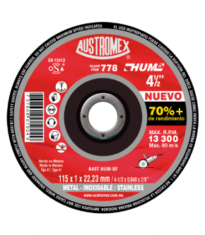 DISCO 778 PLANO 4-1/2" x 0.040" x 7/8" CORTE ACERO AL CARBONO (CAJA 50 PIEZAS)