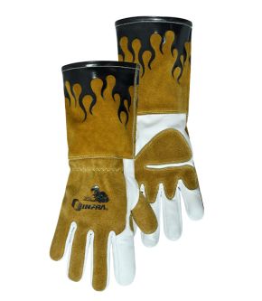 GUANTE PARA SOLDADURA TIG COLOR CAFÉ FLAMAS