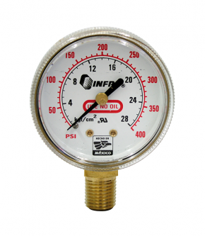 MANÓMETRO DE 2" RANGO 2 kg/cm² ACETILENO