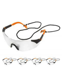 LENTES DE SEGURIDAD MICA TRANSPARENTE PATAS NARANJAS (PAQUETE DE 10 PIEZAS)