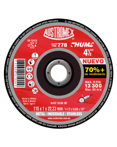 DISCO 778 PLANO 4-1/2" x 0.040" x 7/8" CORTE ACERO AL CARBONO (CAJA 50 PIEZAS)