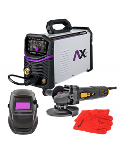KIT INVERSORA MULTIPROCESOS AX TECH EM204BV + ESMERIL + CARETA + GUANTES